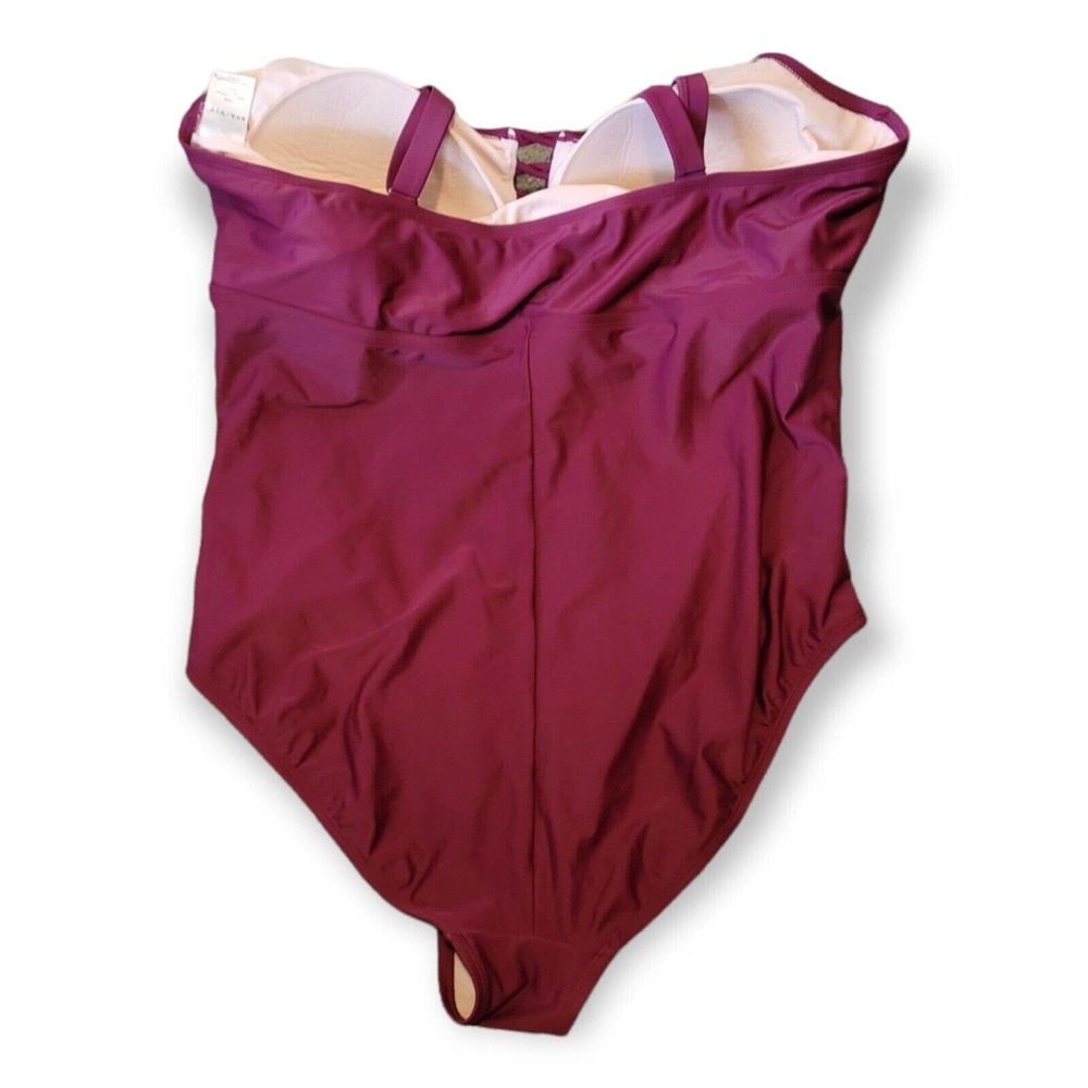 Ava & Viv Women's Plus Size Strappy Front One Piece Swimsuit Berry 26W - Picture 4 of 5